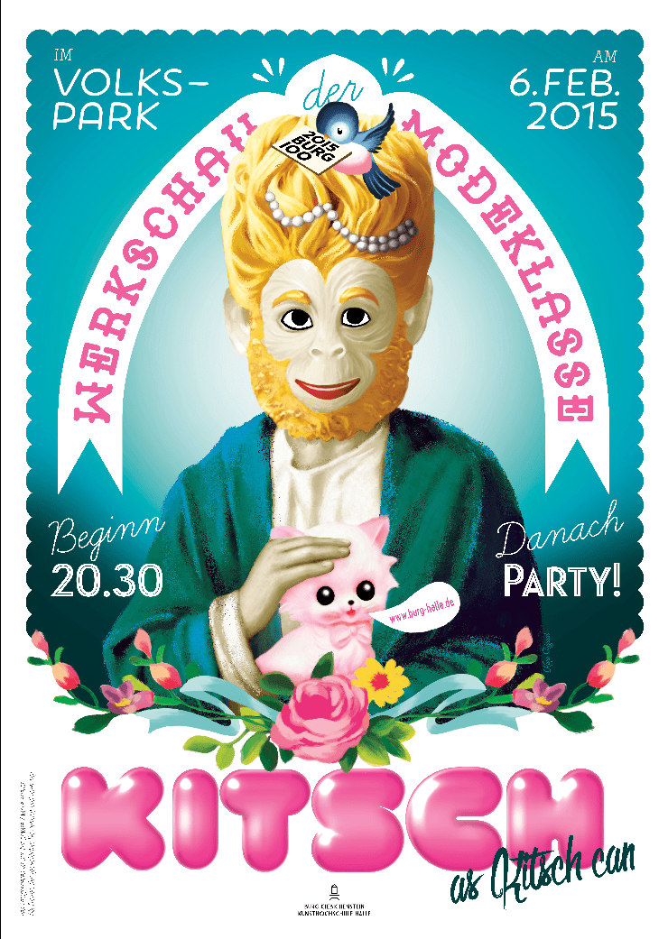 Plakat der Modenschau am 6.2.2015 zum Auftakt der 100 Jahre Burg