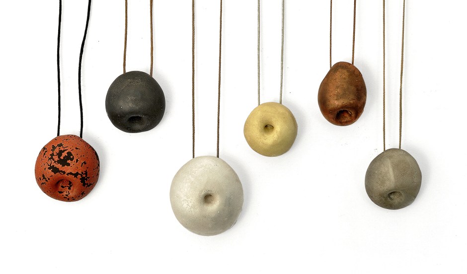 Peter Bauhuis: Albert, Kurt, Isaac, Muhamad,  Leonhard, Adam 7 pendants, silver, gold, copper, bronze, 2013