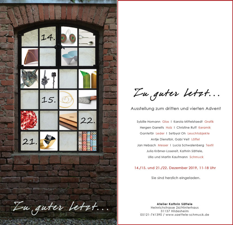 Einladung_Zu guter Letzt_Ausstellung zum dritten und vierten Advent_ Atelier Kathrin Sättele