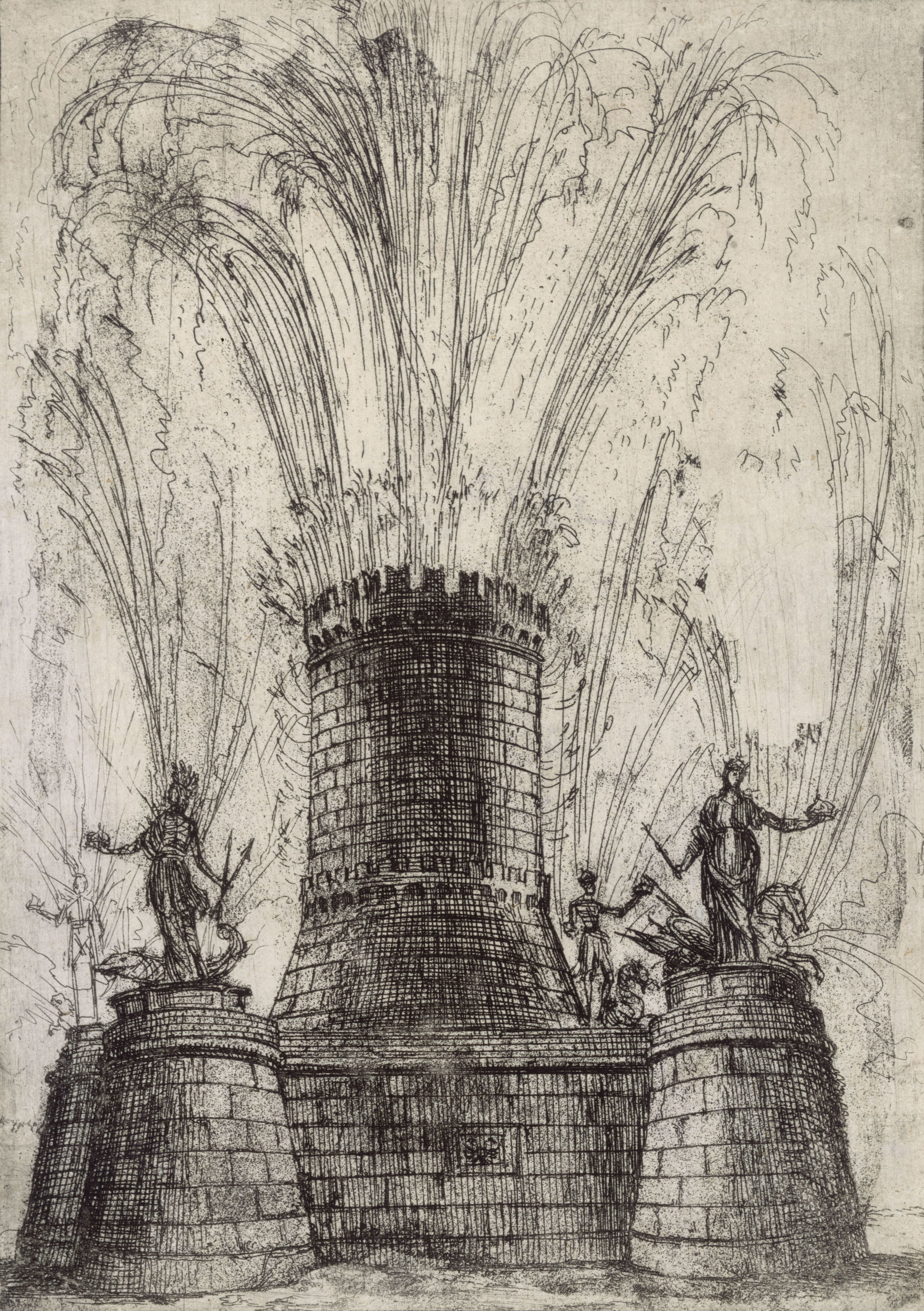 Der runde Turm mit Feuerwerk